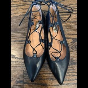 Ankle tie halogen ballet flats